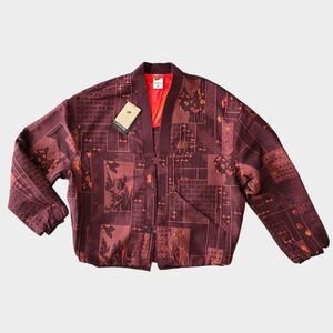 Nike Naomi Osaka Jacquard Jacket Burgundy Floral Gold Women's Medium FV7795-652